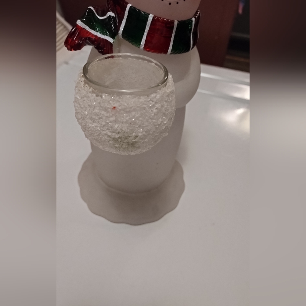 Snowman Votive Candle Holder With Colorful Hat And Scarf - Picture 2 of 8